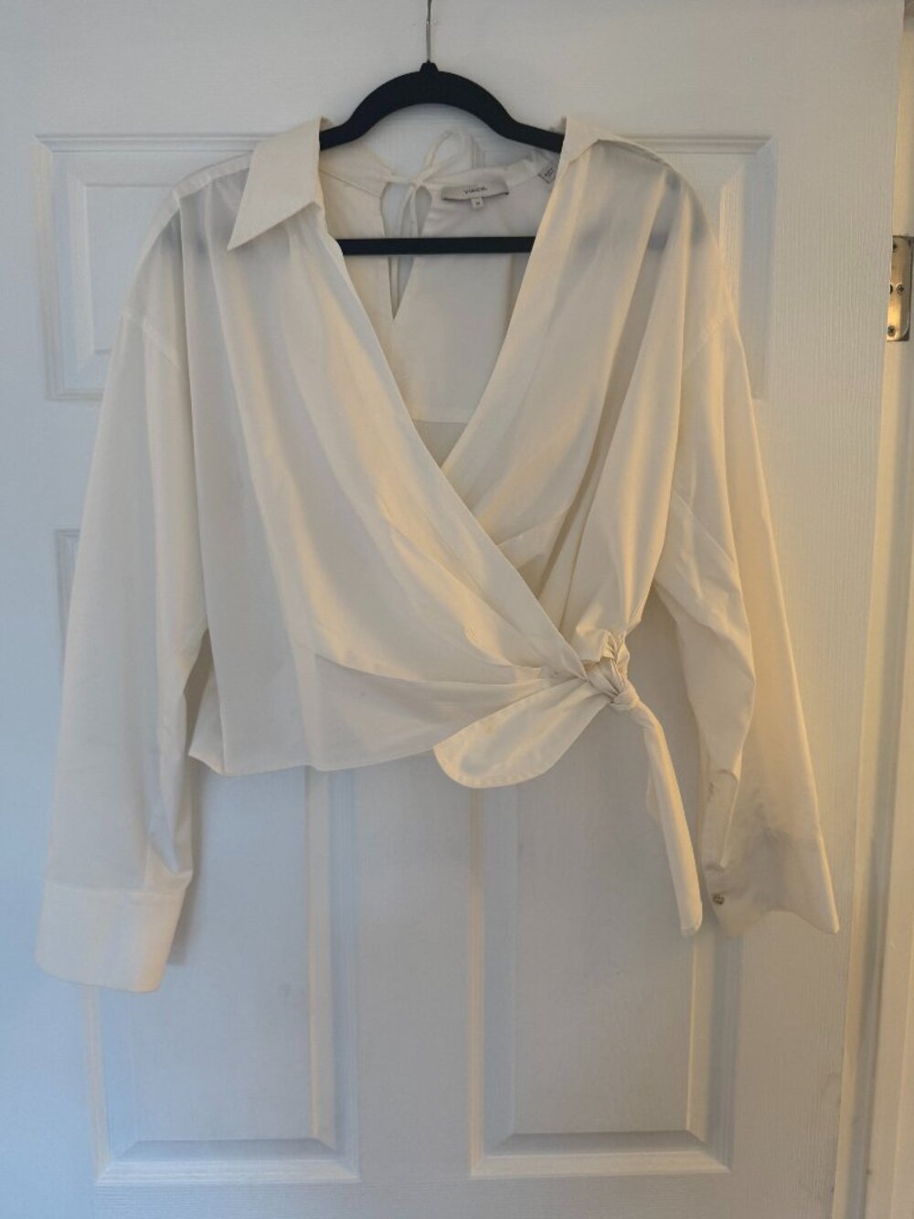 Vince Ivory Wrap Front Tie Waist Blouse — Size M